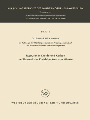 cover image of Rupturen in Kreide und Karbon am Südrand des Kreidebeckens von Münster
